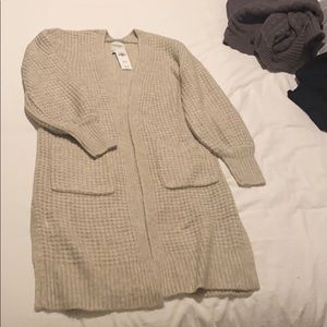 Waffle stitch duster cardigan